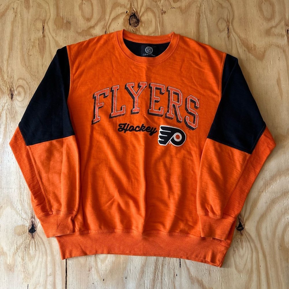 NHL Philadelphia Flyers Orange and Black Crewneck XL